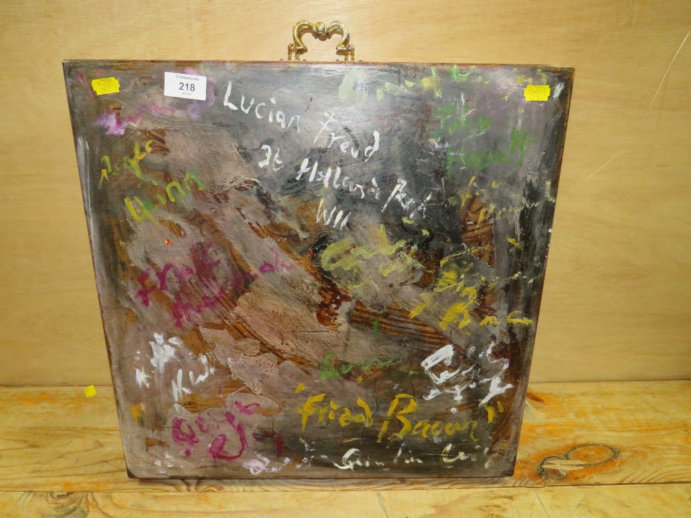 A PAINTED BOX WITH ABSTRACT COMPOSITION