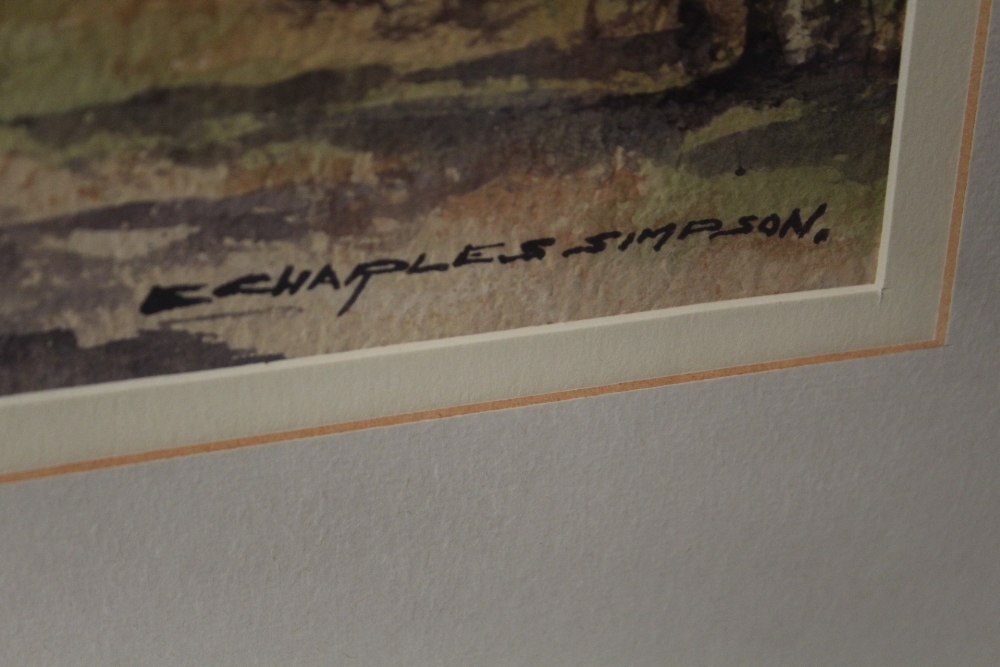 THE VIEW FROM KIRKLY LONSDALE CHURCH - RUSKINS VIEW SIGHED WATERCOLOUR BY E.CHARLES SIMPSON 37 X - Image 3 of 4