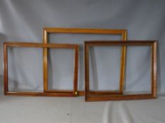 A LATE 19TH / EARLY 20TH CENTURY MAPLE FRAME, frame W 5 cm, rebate 76 x 61 cm, together with two