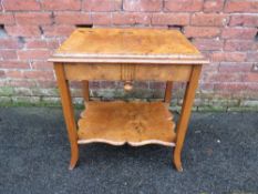 A LATE 19TH CENTURY WALNUT OCCASIONAL TABLE, the stepped rectangular top supported on four