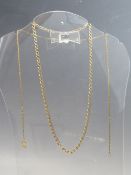 A 9CT GOLD FIGARO LINK NECKLACE STAMPED 375, together with a 9K gold fine link necklace, approximate