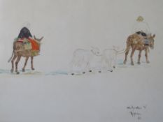 CHRISTOS V. RHODOS (XX). Study of a peasant man and woman on donkeys, the man leading two goats,