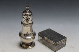 A HALLMARKED SILVER SUGAR CASTOR BY WILLIAM COMYNS & SONS LTD - LONDON 1926, approx weight 110g, H