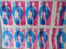 AFTER ANDY WARHOL (XX). Pop art poster, ten studies of Marilyn Monroe and Andy Warhol, see verso,