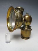 A BRASS CASED JOSEPH LUCAS LUSTRA No.256 CARBIDE CYCLE LAMP