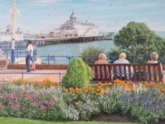 K. STEDMAN (XX). English school, seaside promenade and pier with figures, signed lower left,