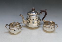 A HALLMARKED SILVER THREE PIECE TEA SERVICE BY WILLIAM NEALE & SON LTD - BIRMINGHAM 1930, approx