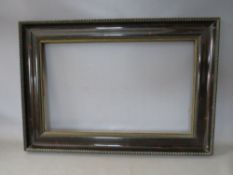 A 19TH CENTURY EBONISED DUTCH FRAME WITH TORTOISESHELL EFFECT TO INNER, frame W 8 cm, rebate 66 x 42
