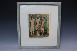 WILLI SOVKOP (1907-1995). Study of three figures, signed lower right, mixed media study, framed