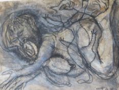 TORIBIO (XX). Continental school, modernist figure study, figure study verso, signed lower right,