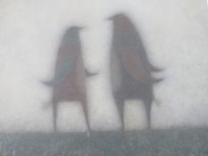 PAUL BARNES. 'Two Birds Meeting', signed lower right, inscribed and dated 2002 verso, mixed media on