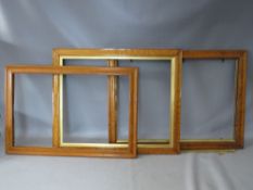 THREE 19TH CENTURY MAPLE FRAMES WITH SLIPS, average frame W 4.5 cm, smallest rebate 69 x 44 cm,
