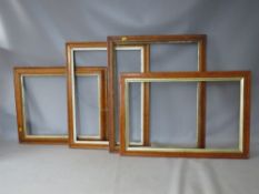 FOUR 19TH CENTURY MAPLE FRAMES WITH SLIPS, average frame W 3.5 cm, smallest rebate 53 x 43 cm,