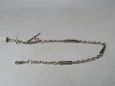 A HALLMARKED SILVER GRADUATING ALBERT CHAIN, approx weight 44.7g, L 37 cm
