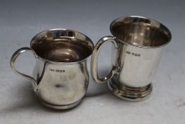 TWO HALLMARKED SILVER CHRISTENING CUPS, various dates and makers, approx combined weight 187g,