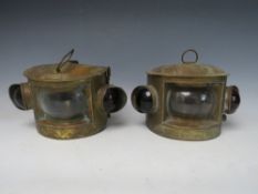 TWO 19TH CENTURY SHIPS OIL LANTERNS, one with makers name 'Simpson Lawrence, Glasgow', average