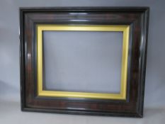 A 19TH CENTURY EBONISED DUTCH FRAME WITH GOLD SLIP, frame W 11 cm, slip rebate 59 x 46 cm, frame