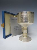 AN ELIZABETH II ROYAL COMMEMORATIVE LIMITED EDITION SILVER GOBLET,by Christopher Nigel Lawrence,