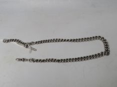 A HALLMARKED SILVER UNUSUAL LINK ALBERT CHAIN AND SEAL, approx weight 34.9g, L 34 cm