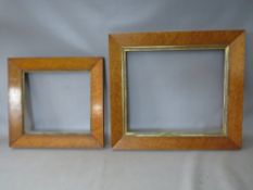 TWO 19TH CENTURY MAPLE FRAMES WITH SLIPS, average frame W 5.5 cm, smallest rebate 32 x 30 cm,