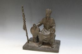 A LARGE BRONZE STYLE FIGURE OF SHAMAN, H 33.5 cm