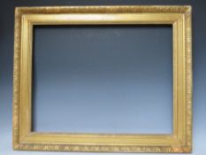 A 19TH CENTURY GOLD WATTS FRAME, with acanthus leaf design to pouter edge - some restorations. frame