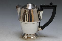 A DESIGNER HALLMARKED SILVER WATER JUG - BIRMINGHAM 1932, makers mark indistinct, finial absent from