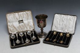 A HALLMARKED SILVER GOBLET - BIRMNGHAM 1973, approx weight 140g, H 12 cm, together with a cased