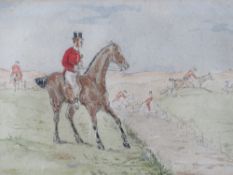 (XIX-XX). A pair of British school hunting scenes, unsigned, watercolours, framed and glazed, 14 x 2