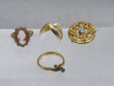 TWO HALLMARKED 9CT GOLD DRESS RINGS, approximate combined weight 4.9 g, together with an unmarked