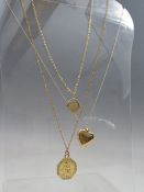A HALLMARKED 9CT GOLD ST CHRISTOPHER PENDANT ON CHAIN, approximately 7 g, together with a 9ct gold