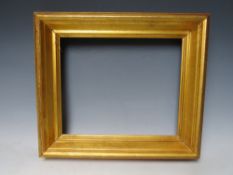 A 19TH CENTURY PLAIN GOLD FRAME, frame E 5.5 cm, rebate 25 x 31 cm