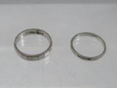 TWO PLATINUM RINGS, approximate combined weight 7.5 g