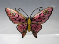 A STERLING SILVER AND ENAMEL BUTTERFLY BROOCH, makers mark to the reverse for JA&S within a