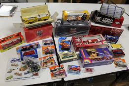 ELEVEN BOXED FIRE ENGINES - VARIOUS MAKES AND SCALES, to include Code 3 x 2, Pierce, Siku x 2, E-One