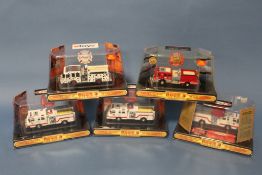 FIVE BOXED CODE 3 FIRE ENGINES, 1:64 scale, limited edition, to include Los Angeles and Inferno