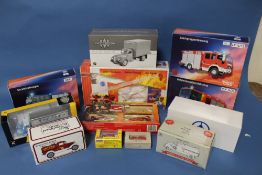 TEN BOXED FIRE AND POLICE VEHICLES, to include First Gear 1:34 Dry goods Van, 3 x Iveco Magirus Fire
