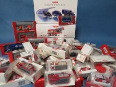 CIRCA SEVENTY FIVE BOXED FIRE ENGINES / EMERGENCY SERVICE VEHICLES AND OTHER VEHICLES, mostly 1:87