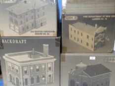 FOUR BOXED CODE 3 COLLECTIBLES FIRE HOUSES, to include Chicago, Boston, Washington etc.