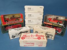 SEVEN BOXED ERTL 1:30 SCALE COIN BANKS, some limited edition, plus four other 1:30 scale coin banks