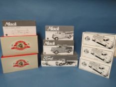 NINE BOXED FIRST GEAR VEHICLES, all 1:34 scale, to include Mack L series pumper, Mack L Model