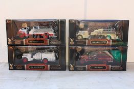 SIGNATURE SERIES - A COLLECTION OF FOUR BOXED DIE CAST 1:24 SCALE MODEL FIRE TRUCKS / ENGINES,