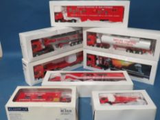 EIGHT BOXED ELIGOR FIRE ENGINES, mostly 1:43 scale