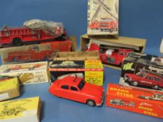 BOXED METTOY BIG POLLY FIRE ENGINE, boxed Lincoln International Jaguar ambulance, boxed Burago Range