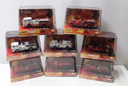 EIGHT BOXED CORGI HEROES UNDER FIRE FIRE ENGINES, to include US53003, US52606, US53103, US53205,