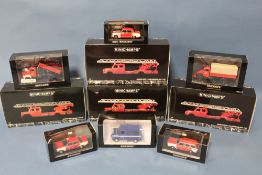 FOUR BOXED 1:43 SCALE MINICHAMPS MAGIRUS DEUTZ S 6500 1956 FIRE ENGINES, together with six box