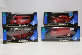 FOUR SOLIDO PRESTIGE RANGE METAL DIE CAST MODEL FIRE DEPARTMENT VEHICLES