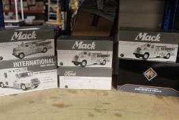 SIX BOXED FIRST GEAR VEHICLES, all 1:34 scale to include 1960 B Model pumper, 1951 Ford pumper,