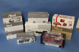 NINE BOXED FIRST GEAR VEHICLES - MAINLY FIRE RELATED, 1:34 scale, to include a LaFrance open cab