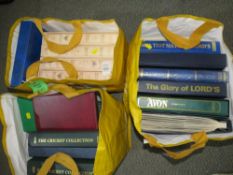 A CRICKET THEMED COLLECTION HOUSED IN ALBUMS, contained in three plastic bags, F.D.C.'s, country